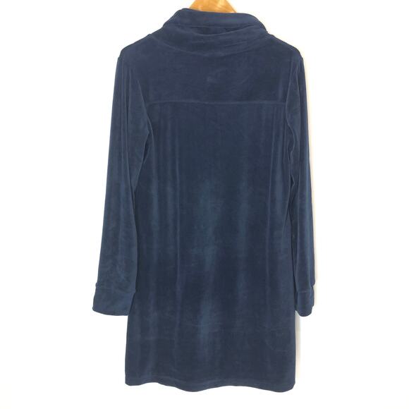Max Studio- Navy Velour Cowl Neck Trapeze Mini Dress - Size Large-NWT - Picture 7 of 9